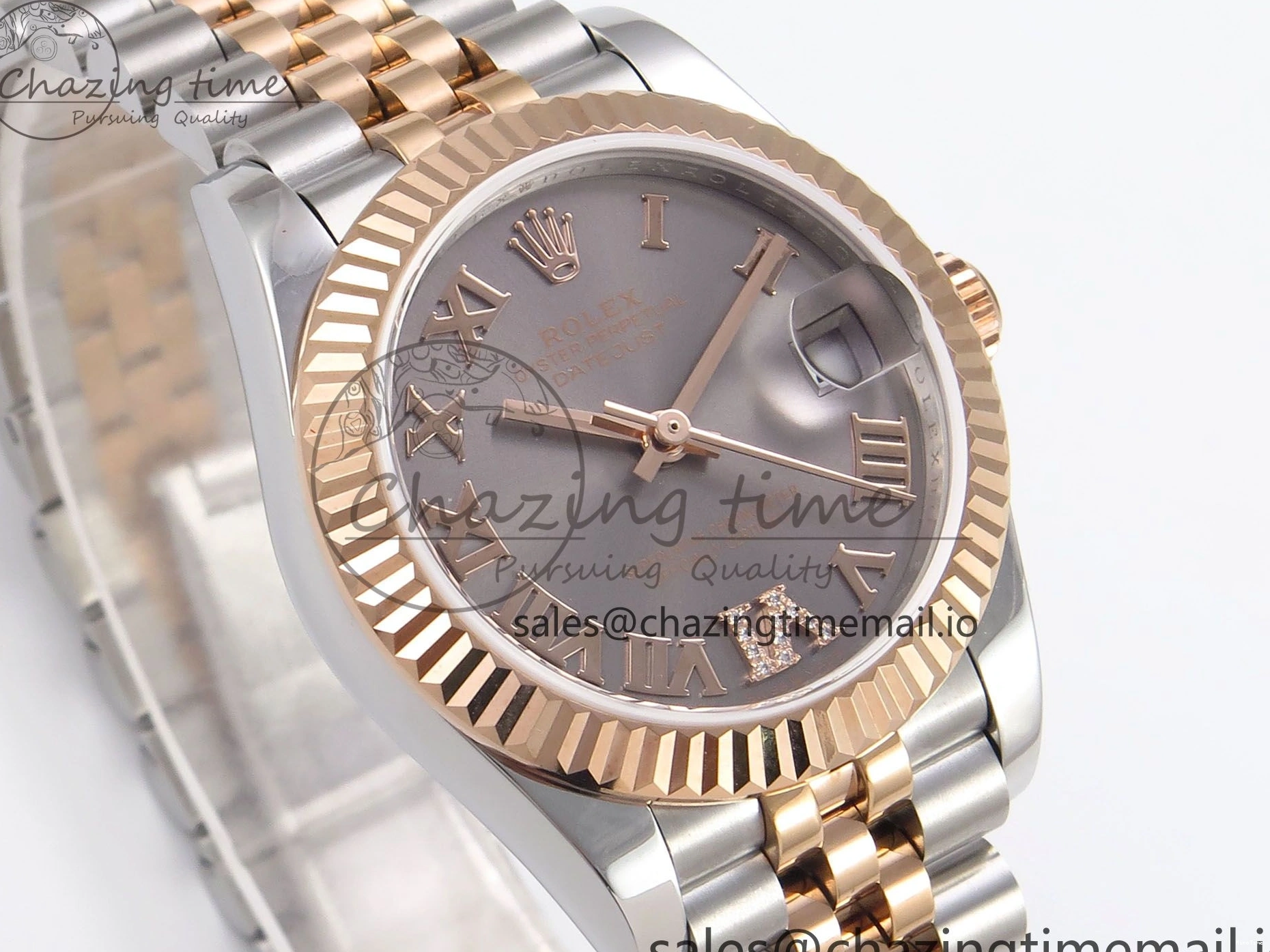 MiroTime 0401 Popular DateJust 31 278271 SS RG GMF 1:1 Best Edition 904L Steel Gray Roman Diamonds Dial on Jubilee Bracelet A 1165